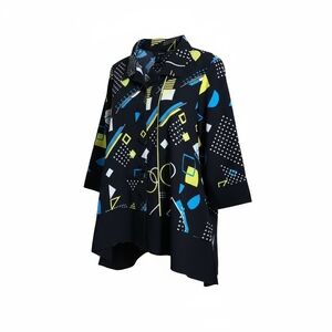 Ali Miles Jacket Artsy Abstract Geometric Colorful Boxy Fit Womens Size PL